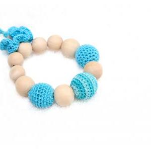 Aqua Blue And Turquoise Baby Teething Toy With..