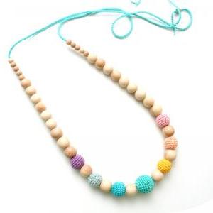 Organic pastel nursing necklace Aqu..