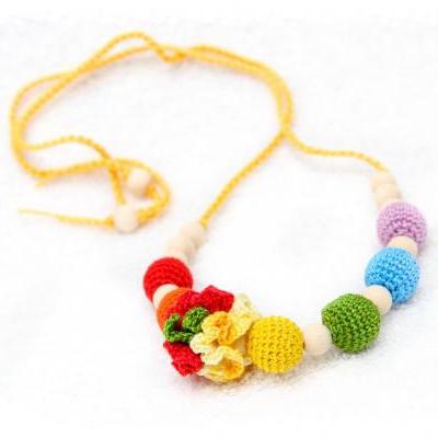 Colorful Rainbow Nursing necklae - Necklace for Mom - Teething necklace