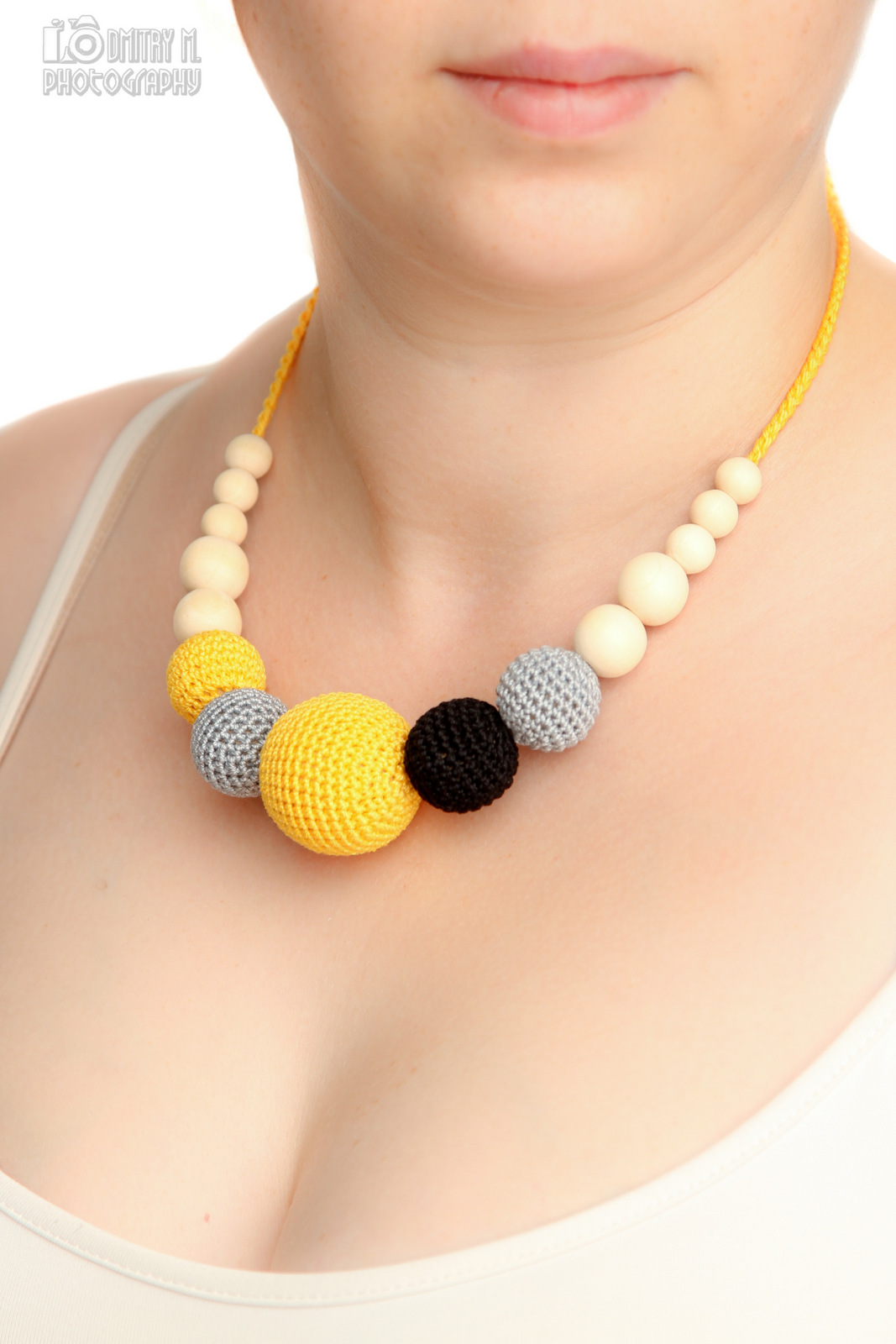 Summer Fashion - Breastfeeding Necklace Nursing Statement Jewelry Strand Necklace - Grey Yellow Black