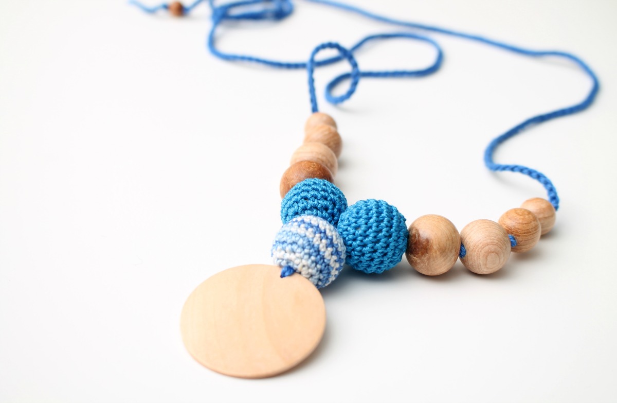 Organic Cotton Nursing Necklace - Triple Teething Necklace With Pendant